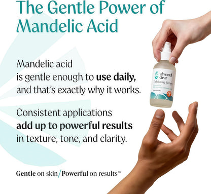 Almond Clear Mandelic Acid Level 2 Serum – Extra Strength Treatment for Body Acne, Folliculitis, and Ingrown Hairs – Buttocks Clearing Dark Spot Remover – 1 Fl Oz
